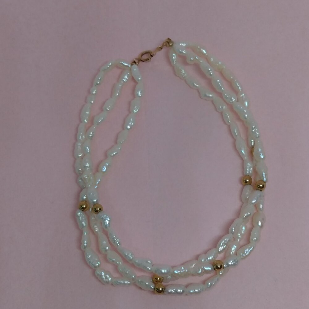14k solid yellow gold,rice pearl bracelet